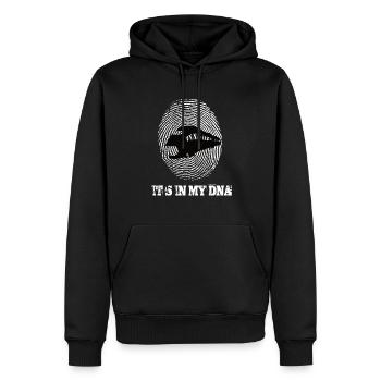 Entraîne son dans mon ADN - Sweat à capuche Premium bio Homme - noir - Devant - Nico (187cm)