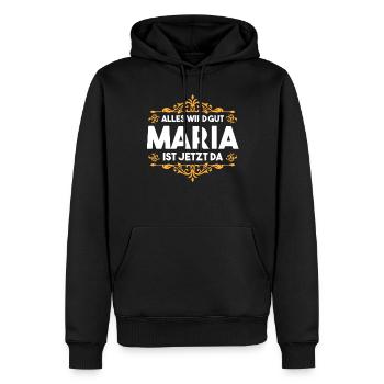 Maria - Männer Premium Bio Hoodie - Schwarz - Vorne - Nico (187cm)