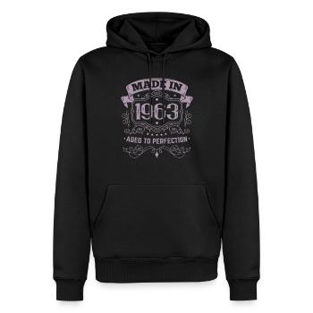 Anniversaire Vintage 1963 - Fabriqué en 1963 - Sweat à capuche Premium bio Homme - noir - Devant - Nico (187cm)