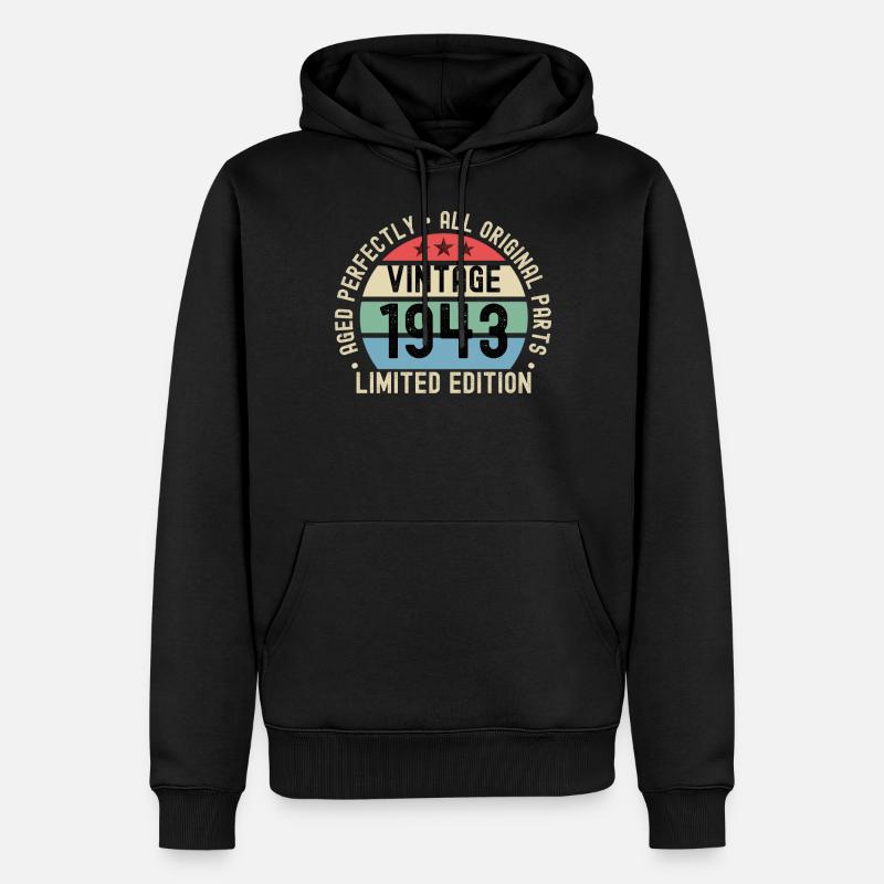 80e anniversaire millésime 1943 - Sweat à capuche Premium bio Homme - noir