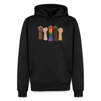 Poing levé, unité de puissance noire, - Sweat à capuche Premium bio Homme - noir - Devant - Nico (187cm)