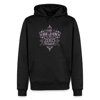 Wahre Helden wurden 2005 geboren - Männer Premium Bio Hoodie - Schwarz - Vorne - Nico (187cm)