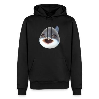 Lachender Kawaii Fisch - Männer Premium Bio Hoodie - Schwarz - Vorne - Nico (187cm)