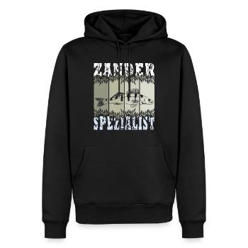 Zander Crew - Angeln, Angler Geschenk - Männer Premium Bio Hoodie - Schwarz - Vorne - Nico (187cm)