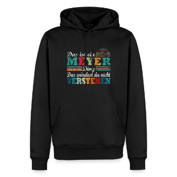 Familien Name Meyer Geschenkidee - Männer Premium Bio Hoodie - Schwarz - Vorne - Nico (187cm)