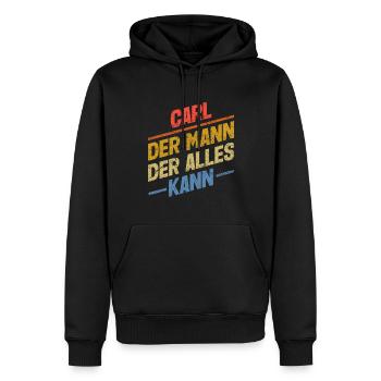 Carl Der Mann Der Alles Kann Vorname Carl - Männer Premium Bio Hoodie - Schwarz - Vorne - Nico (187cm)