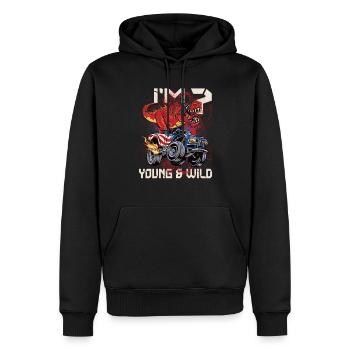 7th Birthday Kids Monster Dino Truck I' - Men’s Premium Organic Hoodie - black - Front - Nico (187cm)