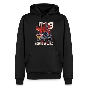 8. Geburtstag Kinder Monster Dino Truck Ich Bin 8 - Männer Premium Bio Hoodie - Schwarz - Vorne - Nico (187cm)