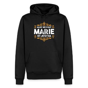 Marie - Männer Premium Bio Hoodie - Schwarz - Vorne - Nico (187cm)