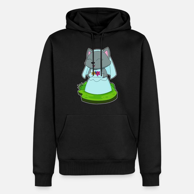 Cat Bride Fleurs Mariage - Sweat à capuche Premium bio Homme - noir
