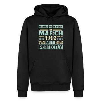 31st birthday March Vintage 1992 Vintage - Men’s Premium Organic Hoodie - black - Front - Nico (187cm)