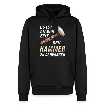 DEN HAMMER ZU SCHWINGEN - Männer Premium Bio Hoodie - Schwarz - Vorne - Nico (187cm)