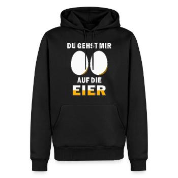 DU GEHST MIR AUF DIE EIER - Männer Premium Bio Hoodie - Schwarz - Vorne - Nico (187cm)