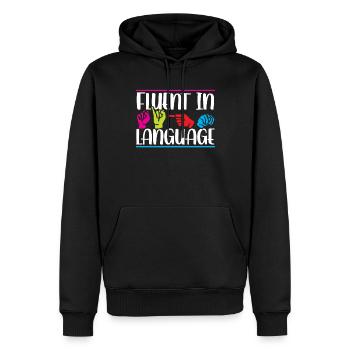 Maîtrise de la langue des signes Signes de sensibilisation - Sweat à capuche Premium bio Homme - noir - Devant - Nico (187cm)