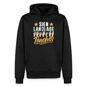 Gebärdensprache Lehrer Gestik Gebärden Awareness - Männer Premium Bio Hoodie - Schwarz - Vorne - Nico (187cm)