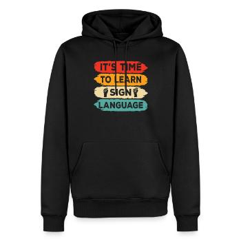 Es Ist Zeit Gebärdensprache Zu Lernen Gebärden - Männer Premium Bio Hoodie - Schwarz - Vorne - Nico (187cm)