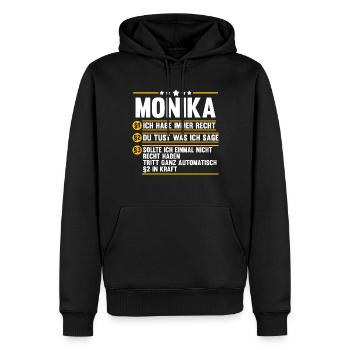 Monika - Männer Premium Bio Hoodie - Schwarz - Vorne - Nico (187cm)