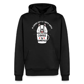 Kaffee Und Samojede Hund Samojedenspitz - Männer Premium Bio Hoodie - Schwarz - Vorne - Nico (187cm)