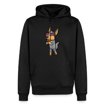 Émoticône Kawaii du bouvier australien Blue Heeler - Sweat à capuche Premium bio Homme - noir - Devant - Nico (187cm)