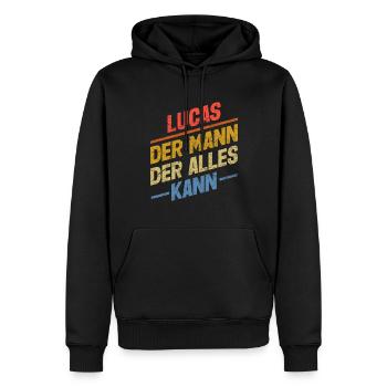 Lucas Der Mann Der Alles Kann Vorname Lucas - Männer Premium Bio Hoodie - Schwarz - Vorne - Nico (187cm)
