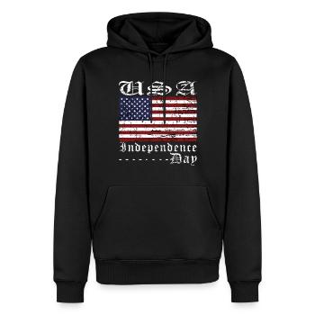 Jour de l’indépendance - Sweat à capuche Premium bio Homme - noir - Devant - Nico (187cm)