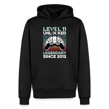 Niveau 11 ans Année d’anniversaire 2012 Gamer Boy - Sweat à capuche Premium bio Homme - noir - Devant - Nico (187cm)