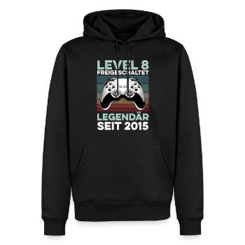 Niveau 8 ans 8e anniversaire année 2015 Jeunes joueurs - Sweat à capuche Premium bio Homme - noir - Devant - Nico (187cm)