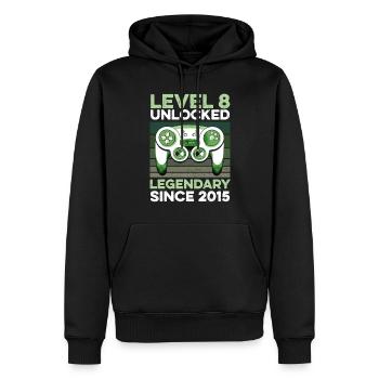 Niveau 8 ans 8e anniversaire année 2015 Jeunes joueurs - Sweat à capuche Premium bio Homme - noir - Devant - Nico (187cm)