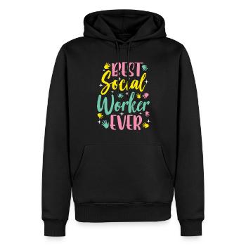 Meilleur travailleur social de tous les temps en travail social - Sweat à capuche Premium bio Homme - noir - Devant - Nico (187cm)