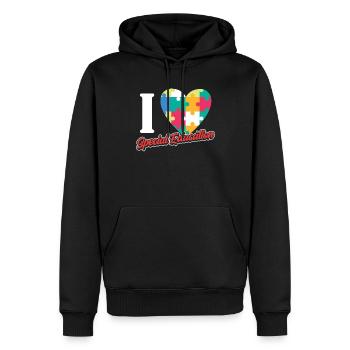 J’aime les enseignants en éducation spécialisée Éducation spécialisée - Sweat à capuche Premium bio Homme - noir - Devant - Nico (187cm)