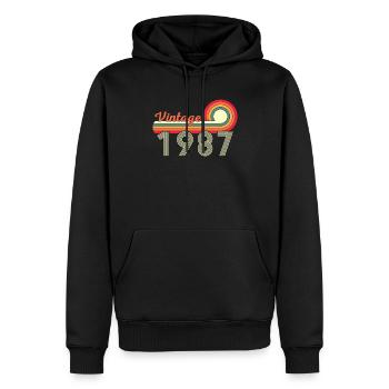 35. Geburtstag Vintage Born in 1987 - Männer Premium Bio Hoodie - Schwarz - Vorne - Nico (187cm)