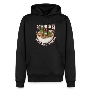 Une grenouille mange de la soupe de ramen japonaise - Sweat à capuche Premium bio Homme - noir - Devant - Nico (187cm)