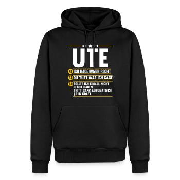 Ute - Männer Premium Bio Hoodie - Schwarz - Vorne - Nico (187cm)