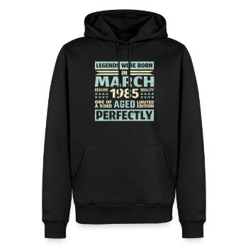 38ème Anniversaire Mars Millésime 1985 - Sweat à capuche Premium bio Homme - noir - Devant - Nico (187cm)