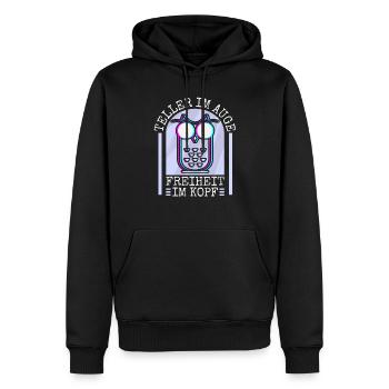 Teller Im Auge Freiheit im Kopf Techno Raver Musik - Männer Premium Bio Hoodie - Schwarz - Vorne - Nico (187cm)