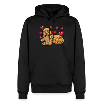Kawaii Cockapoo Hund Mit Kuscheltier - Männer Premium Bio Hoodie - Schwarz - Vorne - Nico (187cm)