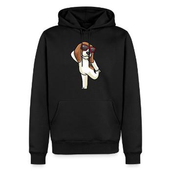 Chien Beagle dansant avec des lunettes de soleil - Sweat à capuche Premium bio Homme - noir - Devant - Nico (187cm)