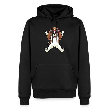 Chien Beagle dansant avec des lunettes de soleil - Sweat à capuche Premium bio Homme - noir - Devant - Nico (187cm)
