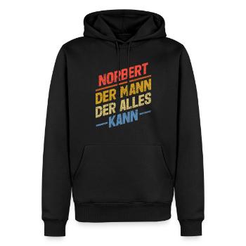 Norbert Der Mann Der Alles Kann Vorname Norbert - Männer Premium Bio Hoodie - Schwarz - Vorne - Nico (187cm)