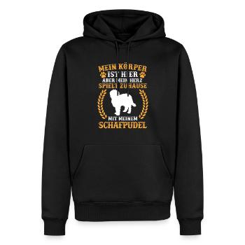 Spiele mit meinem Schafpudel Hütepudel - Männer Premium Bio Hoodie - Schwarz - Vorne - Nico (187cm)