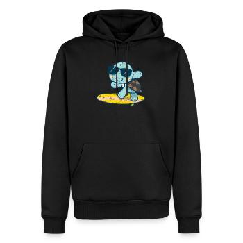 Tortue mignonne sur une planche de surf avec des lunettes de soleil - Sweat à capuche Premium bio Homme - noir - Devant - Nico (187cm)