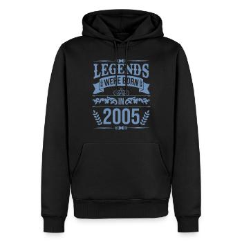 Des légendes sont nées en 2005 - Sweat à capuche Premium bio Homme - noir - Devant - Nico (187cm)