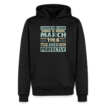 57. Geburtstag März Jahrgang 1966 Vintage - Männer Premium Bio Hoodie - Schwarz - Vorne - Nico (187cm)