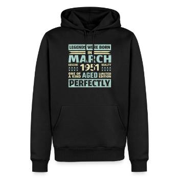 72. Geburtstag März Jahrgang 1951 Vintage - Männer Premium Bio Hoodie - Schwarz - Vorne - Nico (187cm)