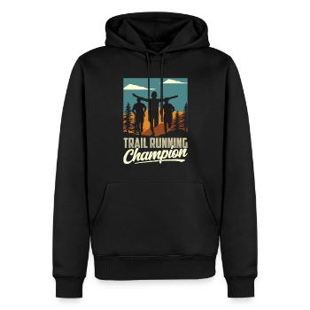 Champion de trail running Running Runner Traillauf - Sweat à capuche Premium bio Homme - noir - Devant - Nico (187cm)
