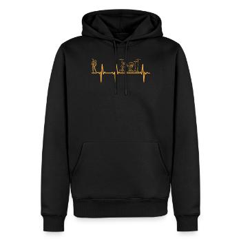 Batterie Heartbeat Guitar Stick Figure Player Drum - Sweat à capuche Premium bio Homme - noir - Devant - Nico (187cm)