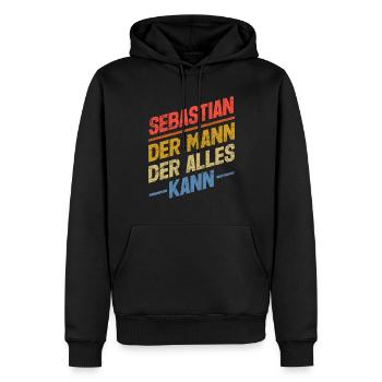 Sebastian Der Mann Der Alles Kann Name Sebastian - Männer Premium Bio Hoodie - Schwarz - Vorne - Nico (187cm)