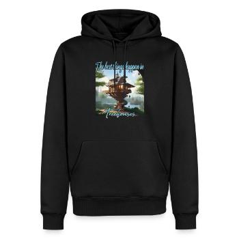 Cabane dans les arbres - Les meilleures choses arrivent - Sweat à capuche Premium bio Homme - noir - Devant - Nico (187cm)
