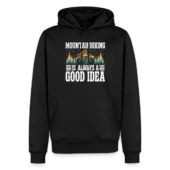 Mountainbiking is always a good Idea - Männer Premium Bio Hoodie - Schwarz - Vorne - Nico (187cm)