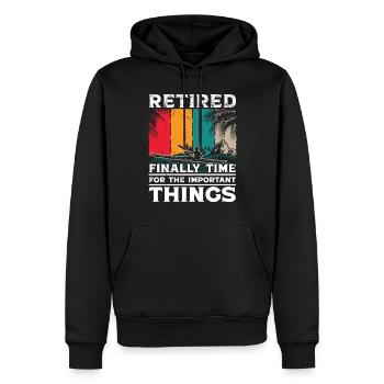 Retired finally Time for the important - Men’s Premium Organic Hoodie - black - Front - Nico (187cm)